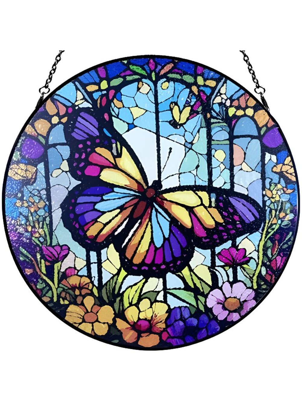 12''Stained Glass,Large Butterfly Decor Window Hanging,Handmade for Window